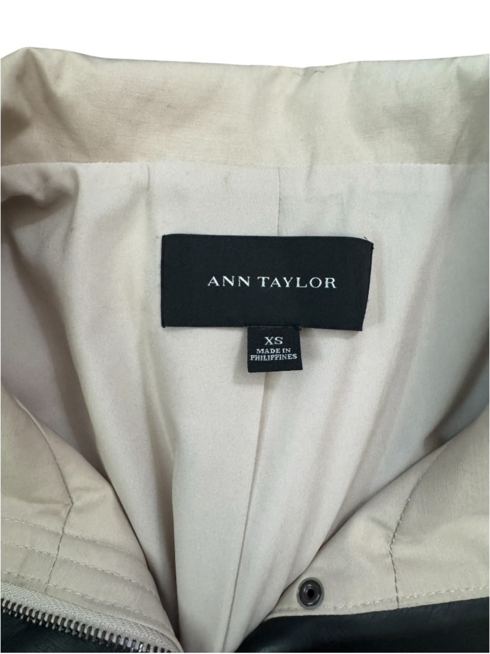 Ann Taylor Beige Trench Coat with Black Trim Accents - Picture 5 of 5